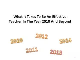 What It Takes To Be An Effective Teacher In The Year 2010 And Beyond