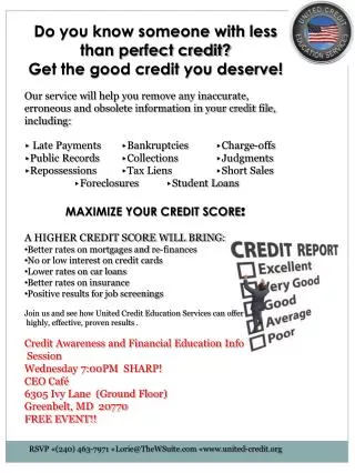 Do you know someone with less than perfect credit? Get the good credit you deserve!