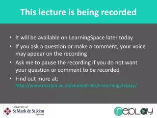 This lecture is being recorded