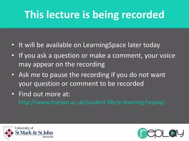 this lecture is being recorded