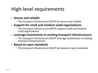 High-level requirements