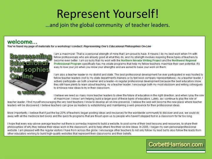 represent yourself and join the global community of teacher leaders
