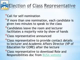 Election of Class Representative