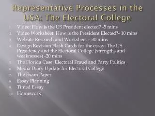 Representative Processes in the USA: The Electoral College