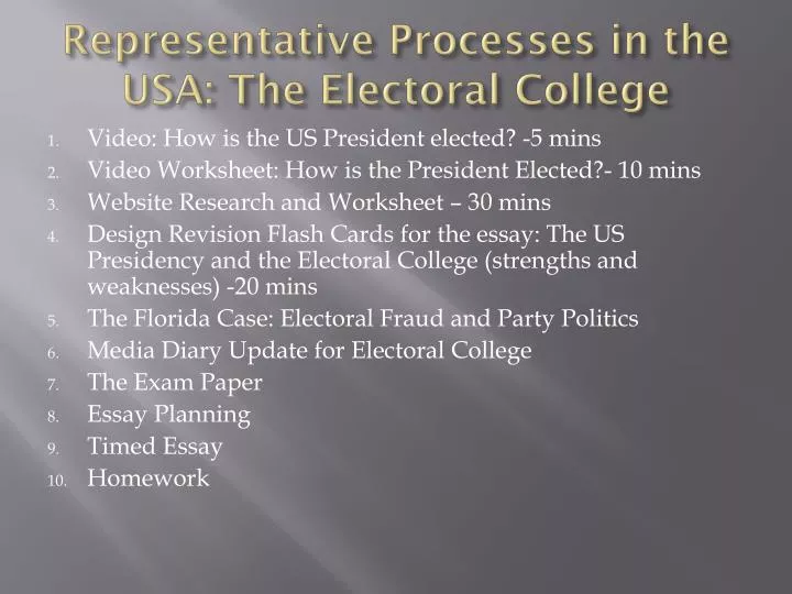 representative processes in the usa the electoral college