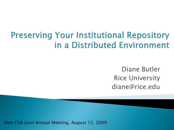 preserving your institutional repository in a distributed environment