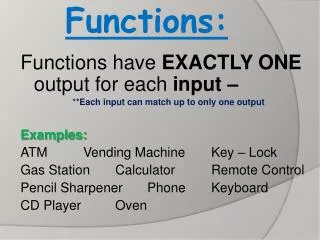 Functions: