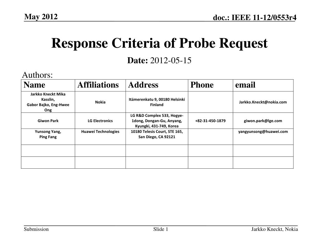 PPT - Response Criteria of Probe Request PowerPoint Presentation, free ...