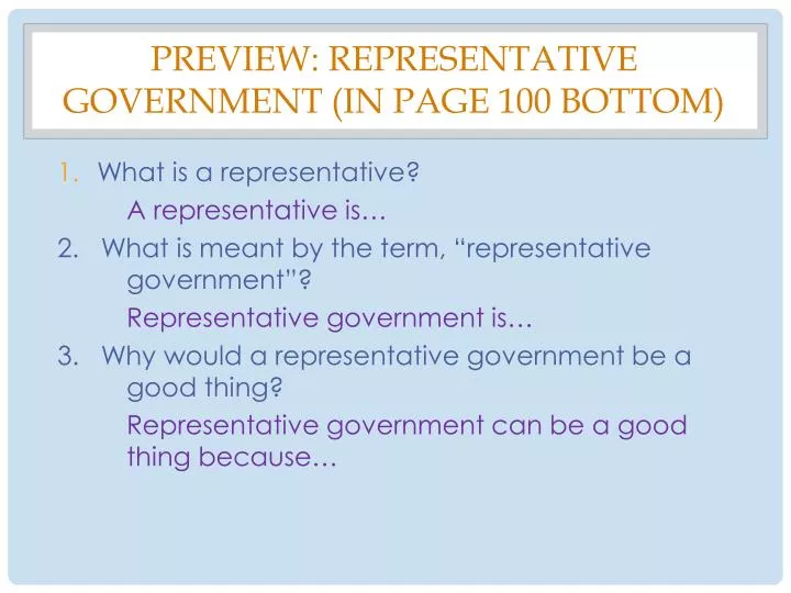 preview representative government in page 100 bottom