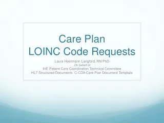 Care Plan LOINC Code Requests