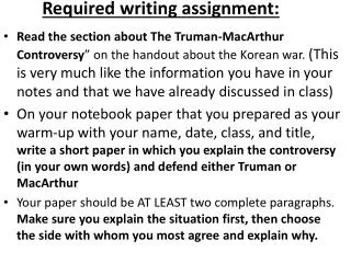 Required writing assignment: