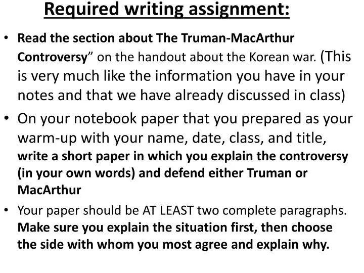 required writing assignment