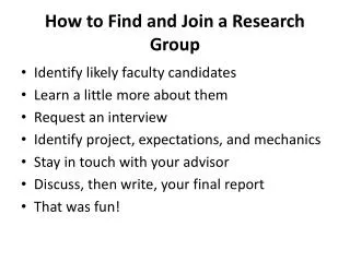 How to Find and Join a Research Group