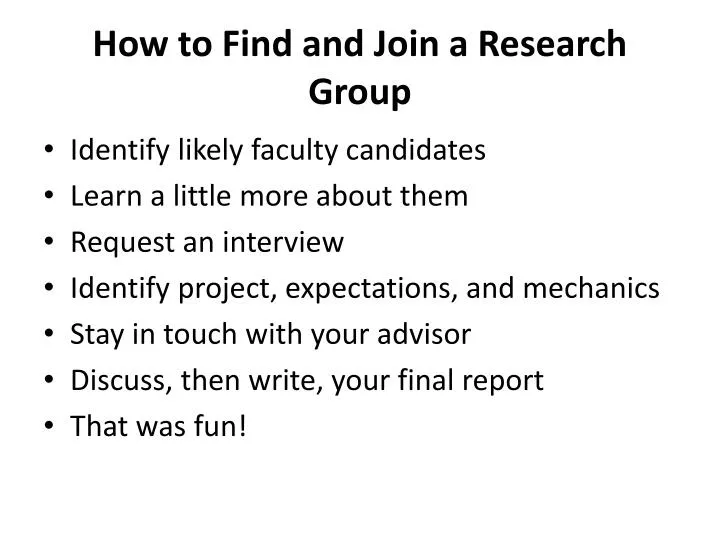 how to find and join a research group