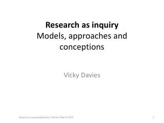 Research as inquiry Models , approaches and conceptions