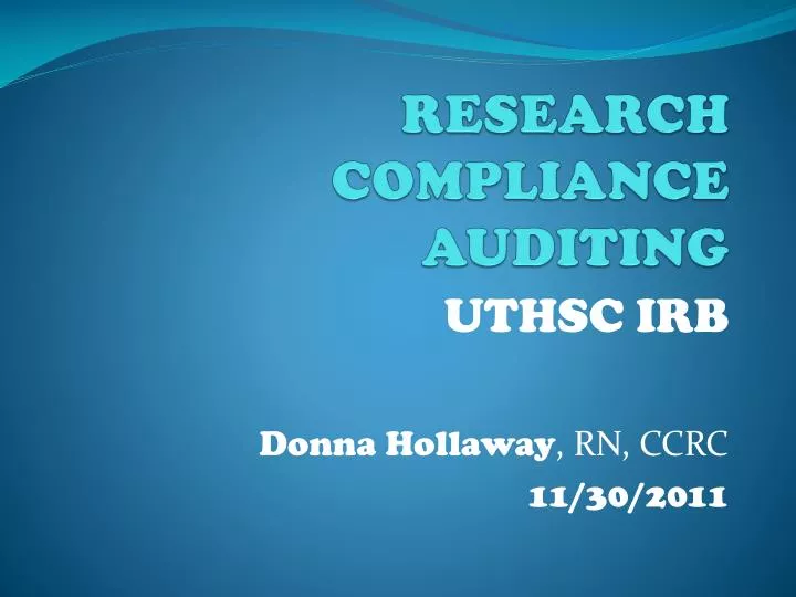 research compliance auditing