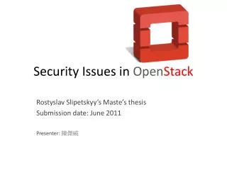 Security Issues in Open Stack