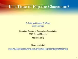 Is it Time to Flip the Classroom ?