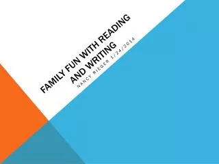 Family FUN WITH READING AND WRITING