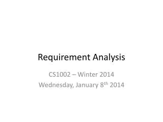 Requirement Analysis