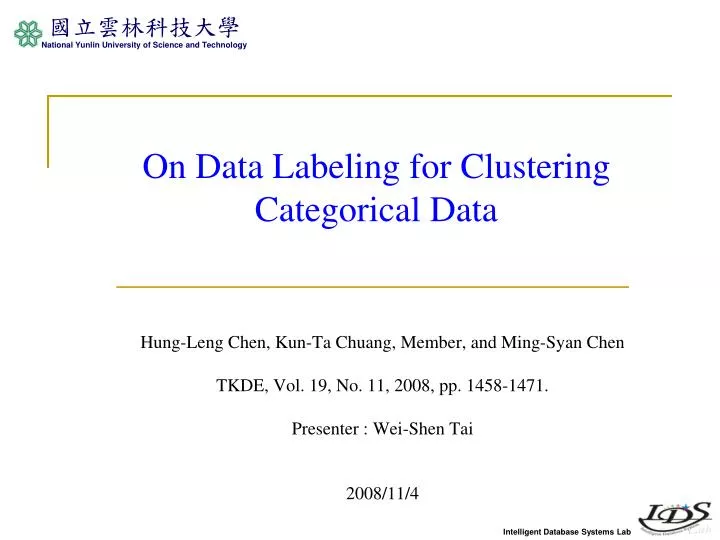 on data labeling for clustering categorical data