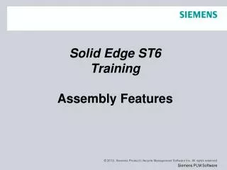 Solid Edge ST6 Training Assembly Features