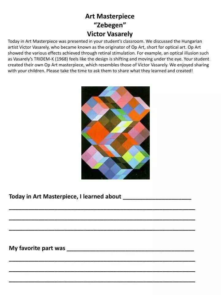 PPT - Art Masterpiece “ Zebegen ” Victor Vasarely PowerPoint ...