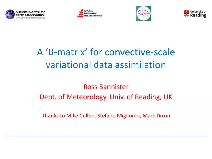 a b matrix for convective scale variational data assimilation