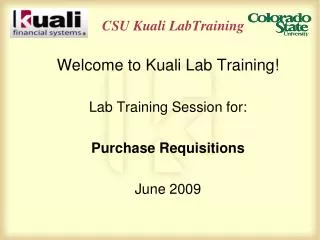 CSU Kuali LabTraining