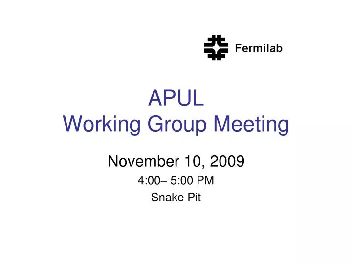 apul working group meeting