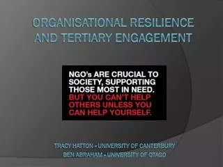 Organisational Resilience and Tertiary Engagement
