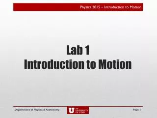 Lab 1 Introduction to Motion