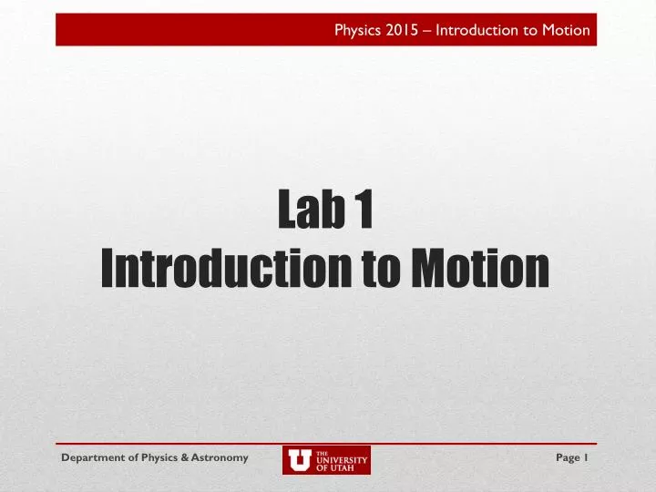 lab 1 introduction to motion