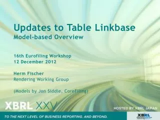 Updates to Table Linkbase Model-based Overview