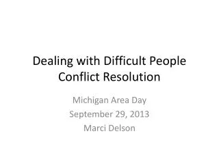 Dealing with Difficult People Conflict Resolution