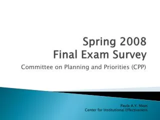 Spring 2008 Final Exam Survey