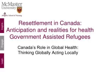 Resettlement in Canada: Anticipation and realities for health Government Assisted Refugees