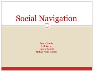 Social Navigation Anam Yamin Arif Kazmi Danial Sohail Mahad Asim Hamza