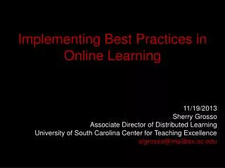 Implementing Best Practices in Online Learning