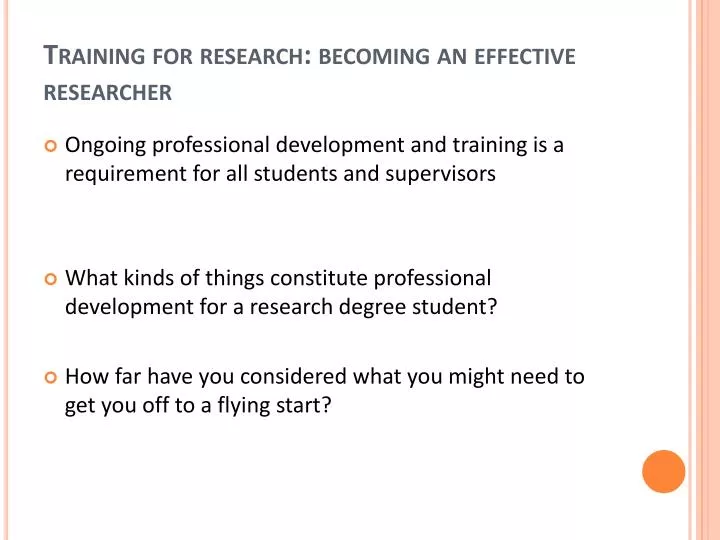 training for research becoming an effective researcher