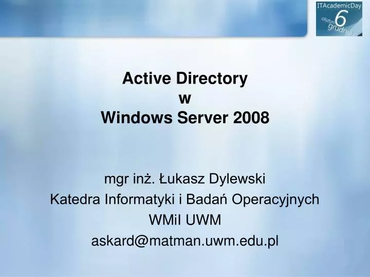 active directory w windows server 2008
