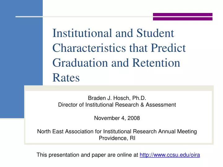 institutional and student characteristics that predict graduation and retention rates