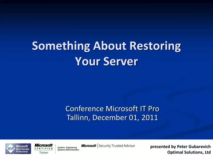 something about restoring your server