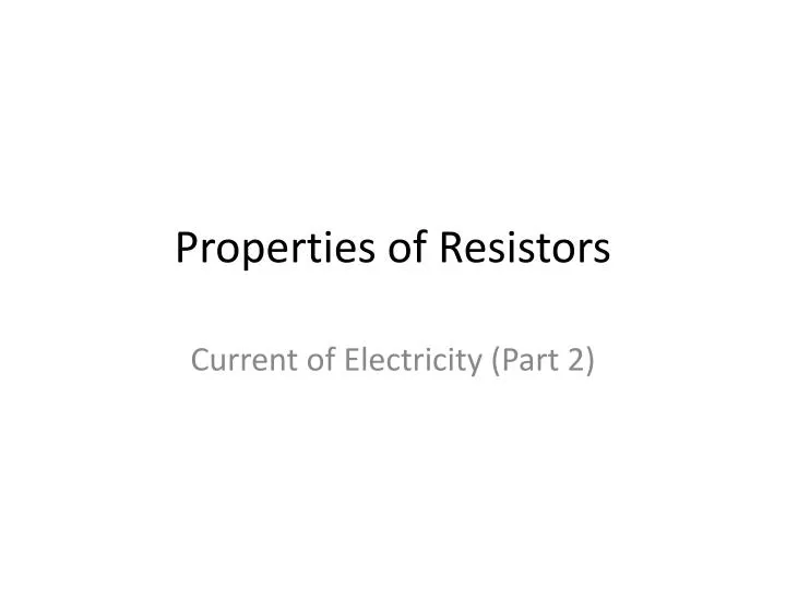 properties of resistors