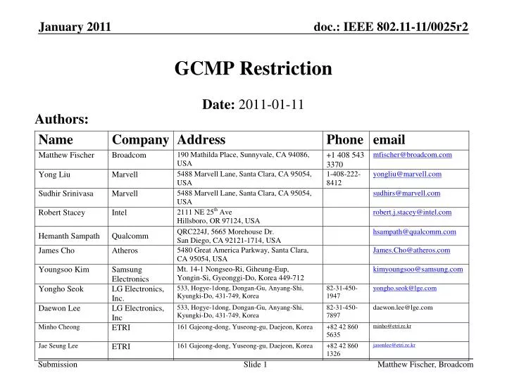 gcmp restriction