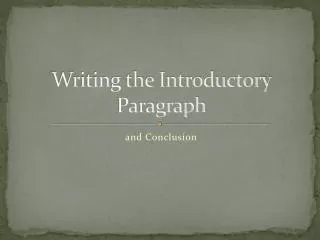 writing the introductory paragraph