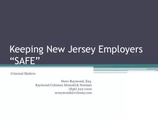 Keeping New Jersey Employers “SAFE”