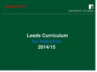 Leeds Curriculum for Induction 2014/15