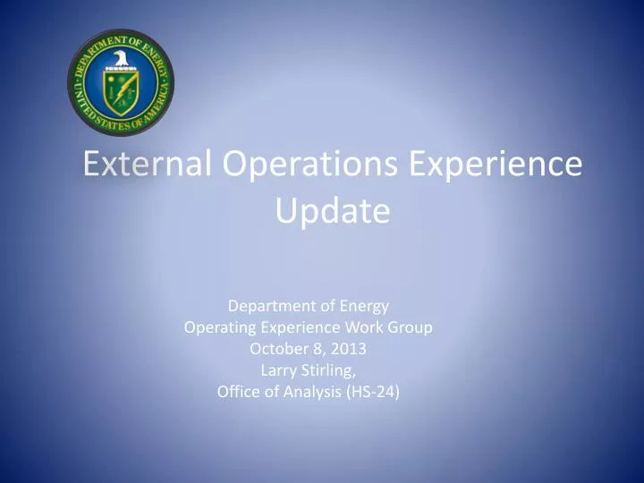 external operations experience update