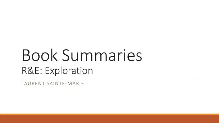book summaries r e exploration